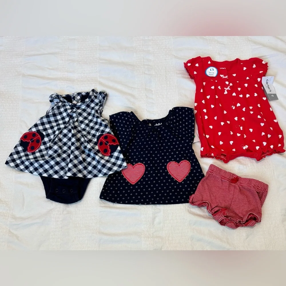 Carter's Red and Navy Heart Diaper Cover Set